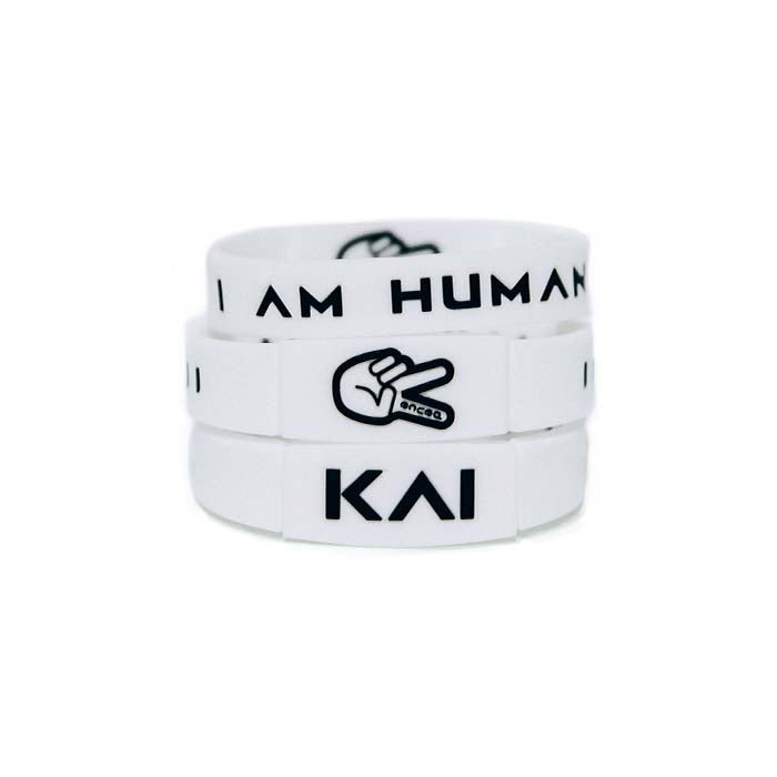 KAI "I AM HUMAN" Premium Wristband | White